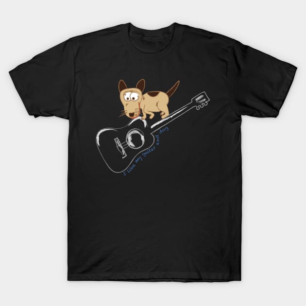 I like my guitar dogs T-Shirt by pixelatedidea
